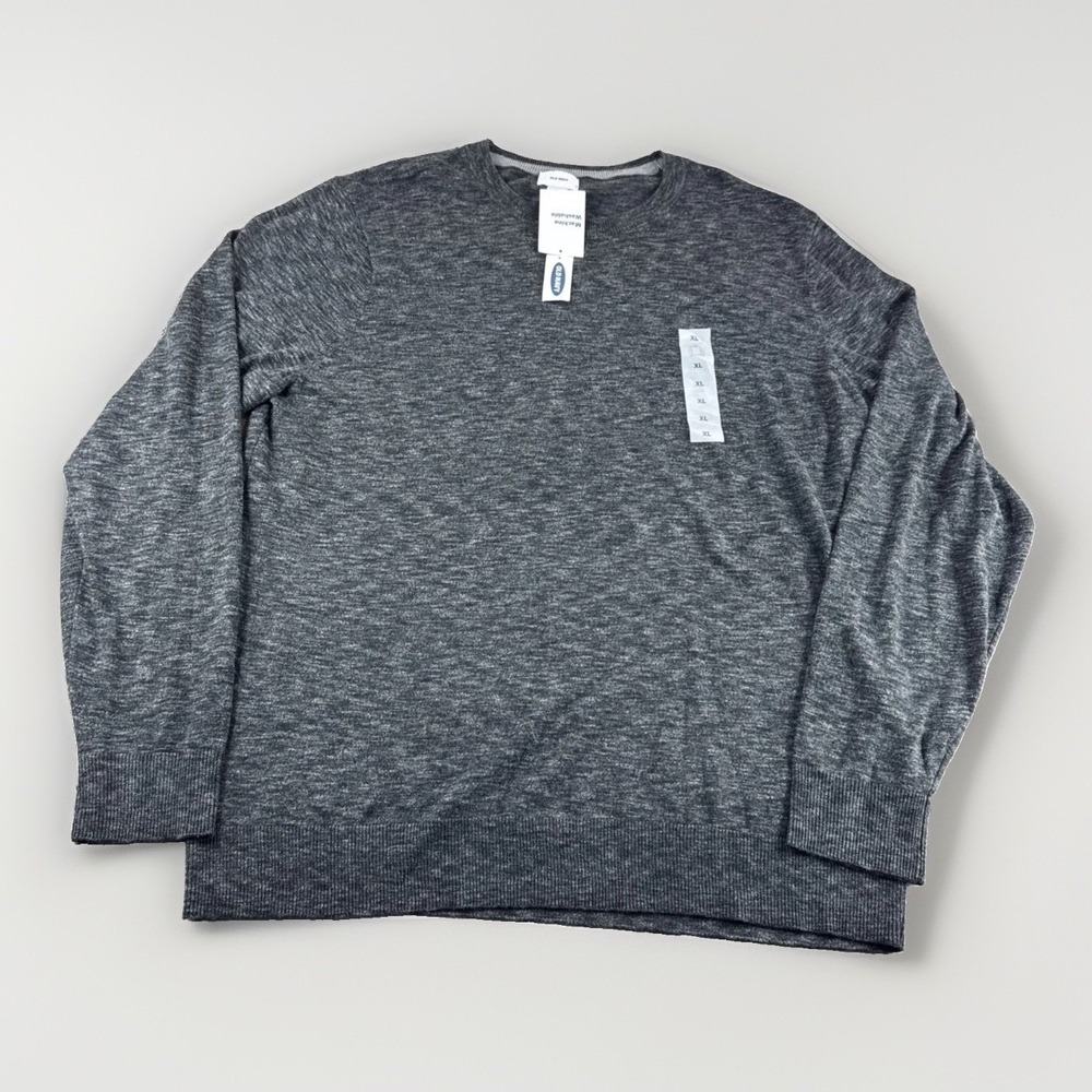 Old Navy Sweatshirt Mens XL Gray Sweater Crewneck Long Sleeve Preppy Stretch NEW